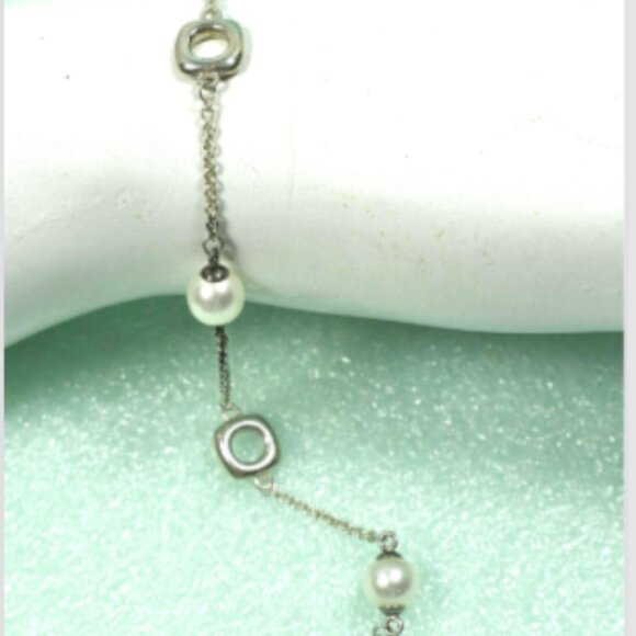 Vintage Tiffany &Co Akoya Pearls Cushion Toggle Silver Bracelet 7" Rare - Picture 5 of 10